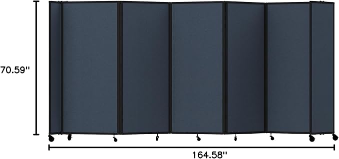 Versare Room Divider 360 Portable Wall Partition | Folding Panels | Large Freestanding Divider | Locking Wheels | Temporary Room Separator