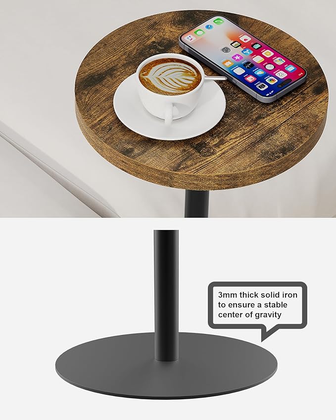 TUTOTAK Tall Round Side Table, Small End Table,Set of 2,Drink Table, Pedestal Side Table, livingroom, Brown TB01BB0962