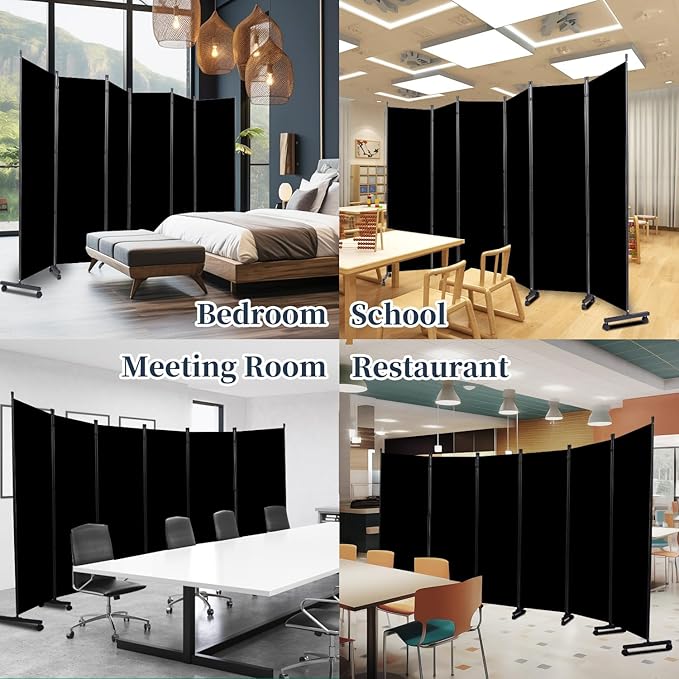 Room Divider Folding Privacy Screens W/Lockable Wheels, 132'' Partition Room Dividers Freestanding Room Divider Fabric Panel for Room Separation Wall Divider Bedroom