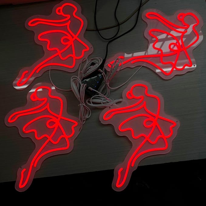 Ballerina Neon Sign, Personalized Ballet Dancer Gifts, USB Powered Light For Dance Studio, Aesthetic Pink Wall Art, Gymnastics Room, Salon, Beauty Spa Decor, Feminist Gift Girl Power Light-16.5" x 11.8"