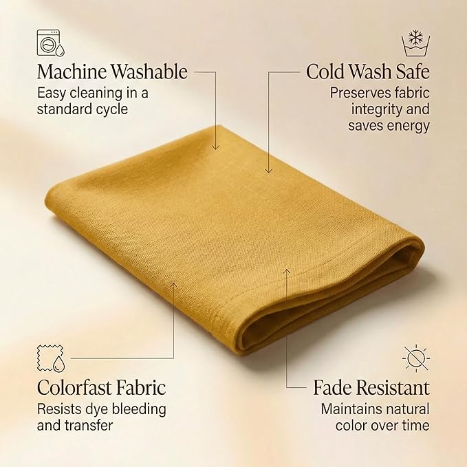Accent Home 100% Cotton Napkins, Delicate Cloth Napkins for Dinners, Parties and Weddings,18 x 18 Inch Set of 12 - Mustard