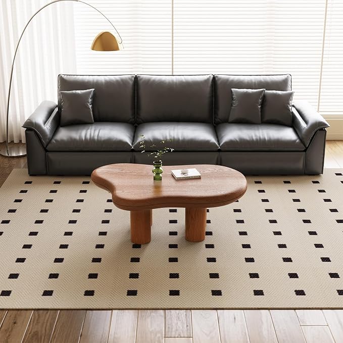 Guyii Cloud-Shaped Coffee Table, Modern Sofa Table with 4 Legs, Walnut Finish Center Table, Small Irregular Tea Table for Living Room, Bedroom, Easy Assembly