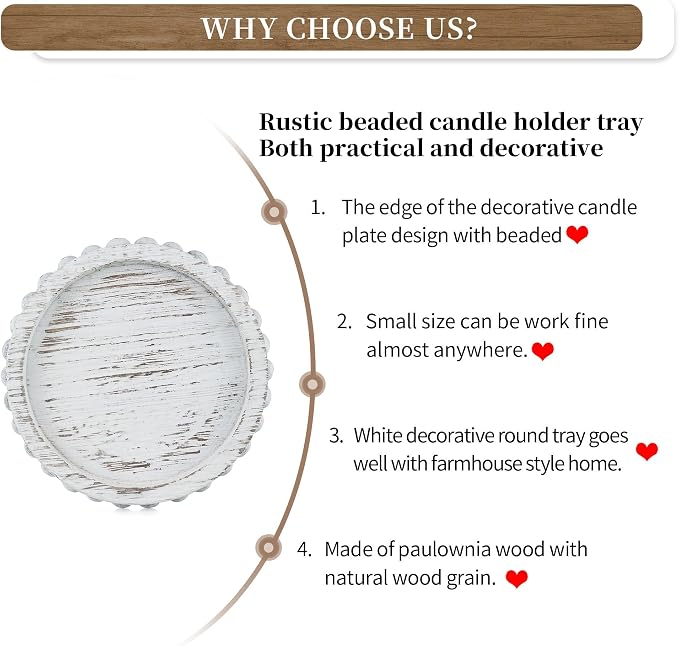 Hanobe Candle Holder for Pillar Candles: Set of 3 Rustic Farmhouse Wooden Candlestick Holders - Whitewashed Candle Stand for Table Centerpieces Fireplace Mantel Home Decor