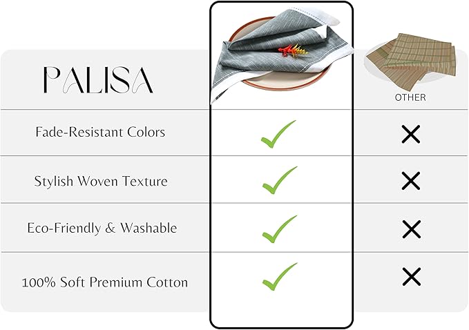 Palisa Cotton Cloth Dinner Napkins Set of 12 Contrast Boarder Napkin for Dinning Table Linen Decor Everyday Party Use Wedding Reception Farmhouse 18x18 Inch – Dark Olive
