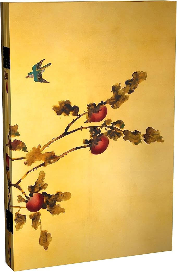 Red Lantern 2 ft. Short Double Sided Plum Tree Canvas Folding Screen 3 Panel Freestanding Partition and Separator for Modern and Contemporary Bedroom, Home Office, Studio, Dorm, Apartment