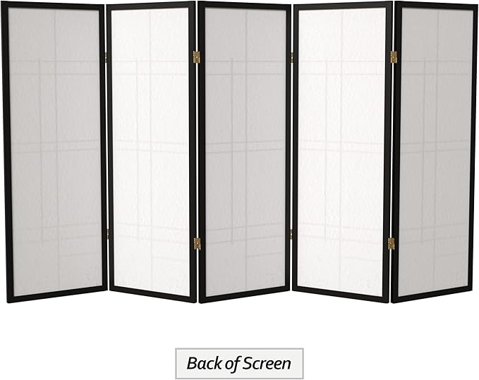 4 ft. Short Eudes Shoji Screen - Black - 5 Panels