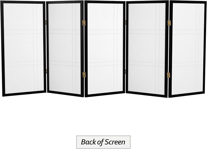 3 ft. Short Double Cross Shoji Screen - Black - 5 Panels