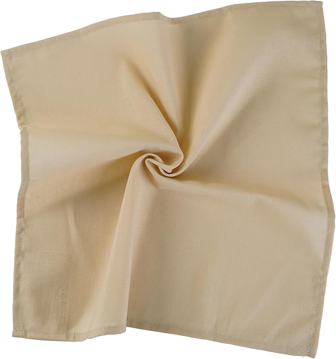 Solid Color Blended Fabric Thin Dinner Cloth Napkins - Set of 12 (40 x 40 cm) - for Events & Home Use (Beige)