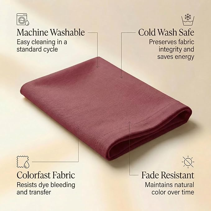 ACCENTHOME Accent Home 100% Cotton Napkins, Delicate Cloth Napkins for Dinners, Parties and Weddings,18 x 18 Inch Set of 12 - Burgundy