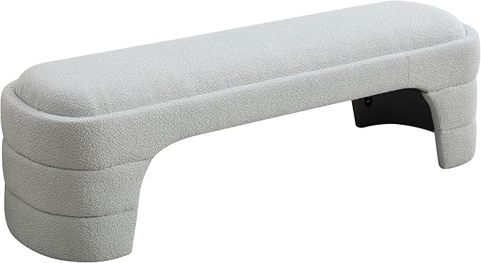 Chifee & Vingol 64.96" W End of Bed Bench Upholstered Bedroom Benches Modern Living Room Bench for Entryway, Dining Room and Living Room,Light Gray