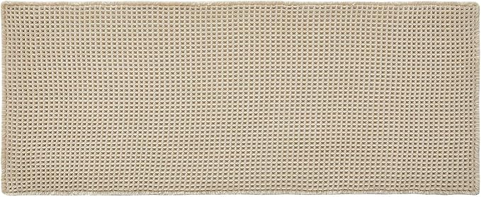 Triohero Waffle Runner Bath Mat - Long Bathroom Rugs Non Slip Washable, Ultra Soft Super Absorbent Quick Dry Boho Farmhouse Bathroom Decor, 24" x 72", Pale Beige