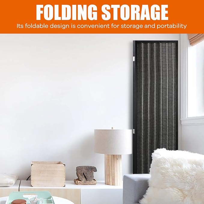 6FT Room Divider 4 Panel, 72 Inch Wall Divider Wood Screen Privacy Screen Seperating Divider Handwork Bamboo Folding Portable for Home Bedroom, Black