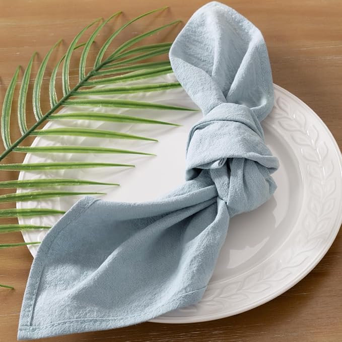 Socomi Cloth Napkins Grey Blue Summer Washable Reusable Bulk Linen Cotton Napkins Set of 20 17"x17" for Wedding Party Bridal Baby Shower Birthday Kitech Dining Table Decorations