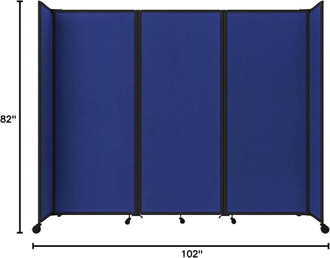 Versare Room Divider 360 Portable Wall Partition | Folding Panels | Large Freestanding Divider | Locking Wheels | Temporary Room Separator