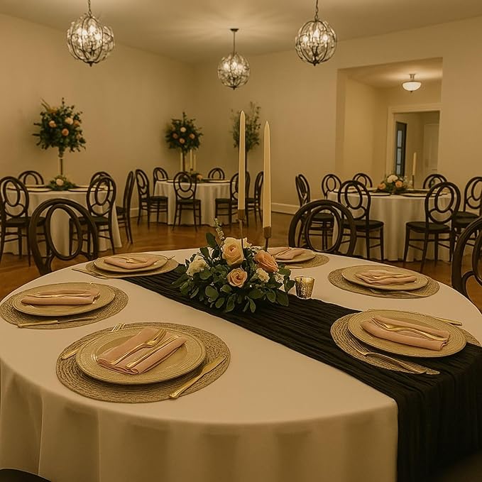6 Pack Black 10FT Cheesecloth Table Runner 120 Inch Rustic Boho Gauze Cheese Cloth Table Runner for Wedding Baby Shower Bridal Shower Birthday Party Home Decorations