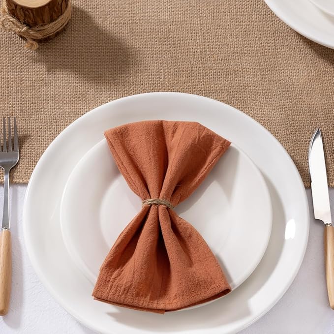 MLMW Terracotta Cloth Napkins Set of 6 Linen Dinner Cotton Spring Napkins Cloth Bulk Washable Napkins16×16" for Wedding Party Baby Bridal Shower Birthday Table Decor