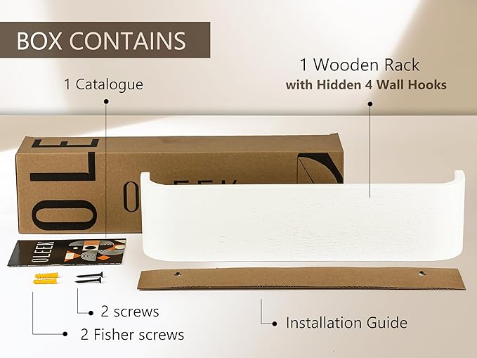 OLEEK wall Mounted Coat Rack with Shelf - wall entryway Shelf with Hooks - entryway Hooks - Modern Coat Rack - Wooden Mount for Home Decor - Jacket Hanger