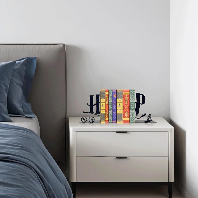 H&P Decorative Bookends – Modern Kids Book Stopper for Shelves, Nook Desk Accessories, and Home Decor