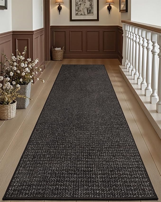 DEXI Hallway Runner Rug 3x8, Non Slip Low Pile Entryway Rug Runners with Rubber Backing, Dirt Trapping Hallways Floor Carpet for Indoor Hall Kitchen Bedroom Bathroom Laundry Room, Brown