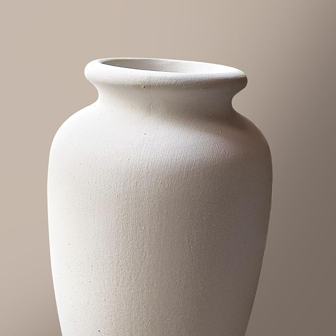 White Ceramic Vase-Boho Decorative Vase,Terracotta Tall Vases Decorative Pottery are Suitable for Decorating Living Rooms,Kitchens,and Bedrooms.