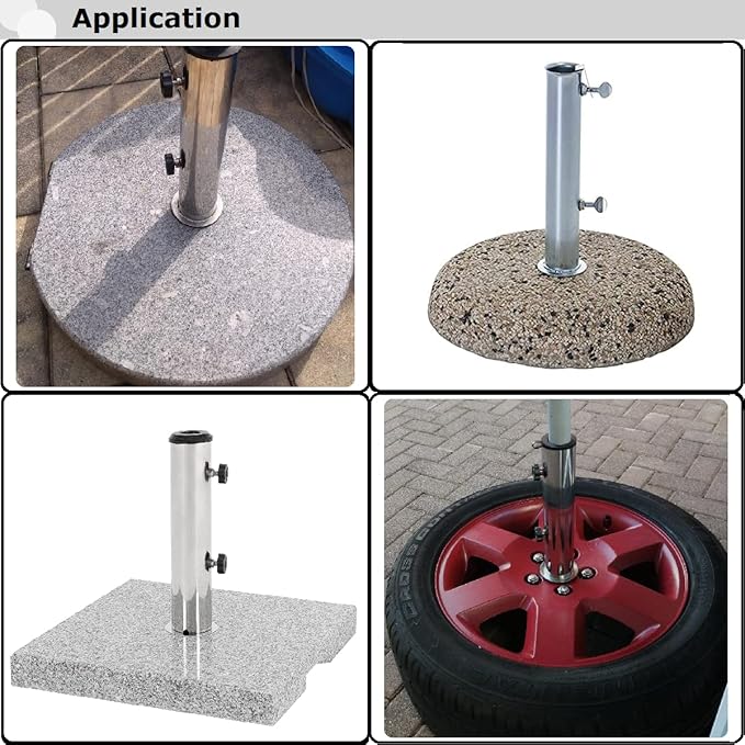Universal Granite Umbrella Stand Tube Outdoor, Stone Umbrella Stainless Steel Tube Base for Outside, Heavy Duty Marble Flag Pole Stake Holder, Table Umbrella Tube Bracket,DIY Metal Tube Umbrella Mount