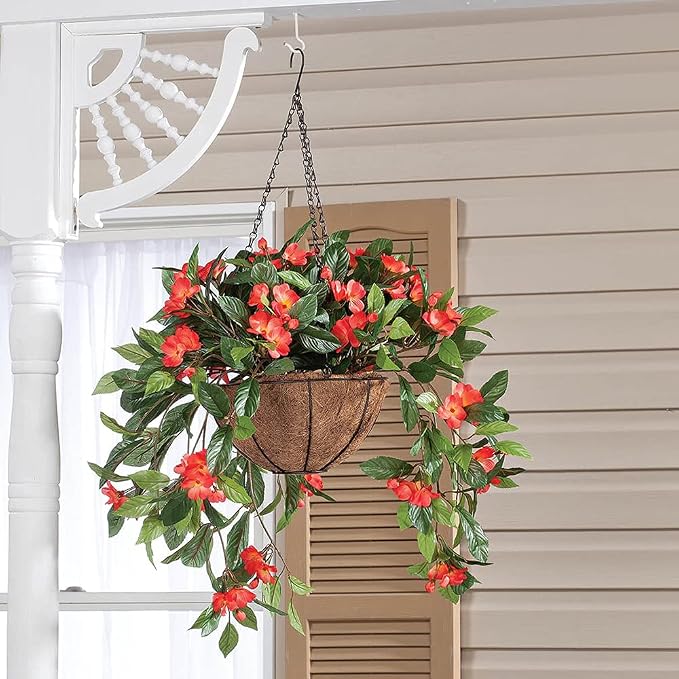 MTB Supply 4 Pack 10 Inch Garden Hanging Baskets Traditional Style with Coco-Liner for Home Balcony Patio Decoration Outdoor Planter