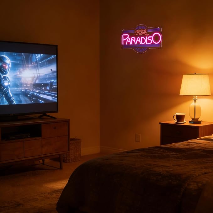 Allball Cinema Paradiso Neon Sign, LED Theater Neon Light USB Powered Dimmable, for Home Cinema Movie Night Party Decor, Movie Lover Gift(15.7 * 10.2 In)