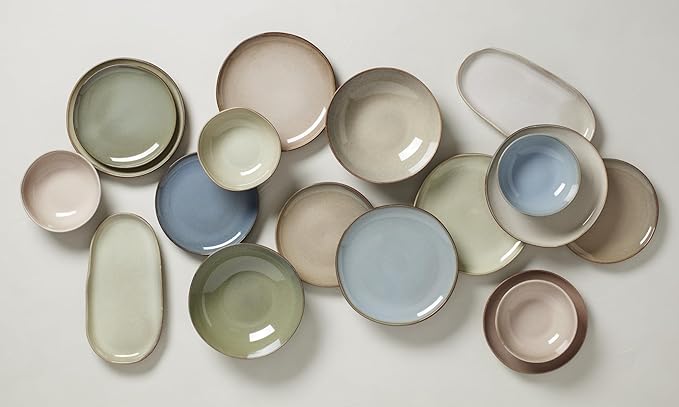 Oneida 897205 Organic Shades 12-Piece Dinnerware Set, Sage Green