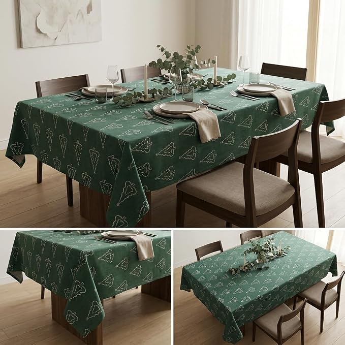 Urban Villa Table Cloth for Cristmas Tabletop Cover Kitchen Dining Tablecloth 100% Cotton Great Parties Wedding Holiday Jacquard Tree Rectangle 60X102 Inches 8-10 Seats Table Cloth