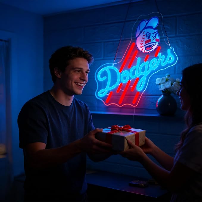 Baseball Neon Sign for Wall Decor Dimmable Baseball Team Neon Light for Man Cave Birthday Gifts for Fans Led Sport Sign for Sport Bar Club Party Garage Boys Bedroom Decor Art Size 13.7 * 12.9(FMA088)