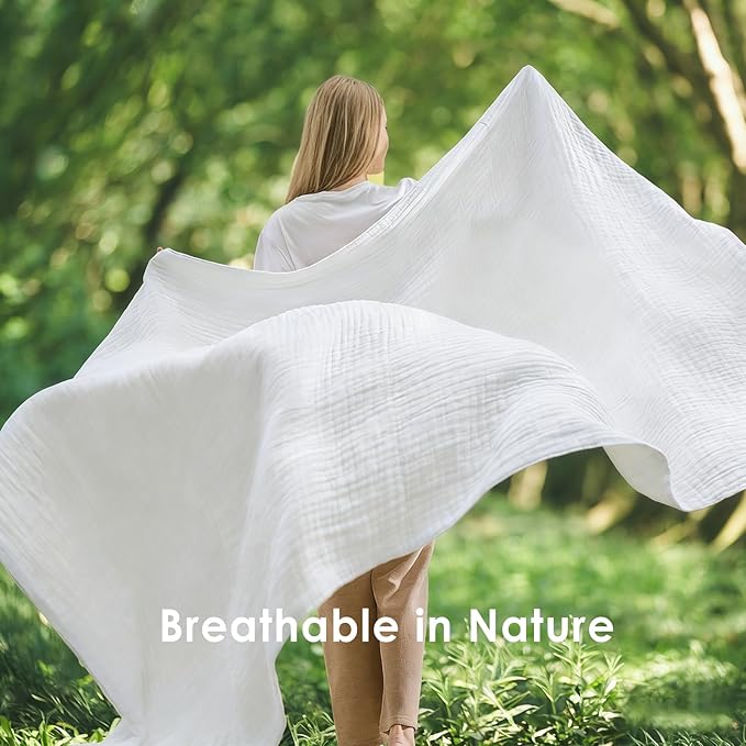 EMME Cotton Muslin Twin Blanket Breathable Gauze Soft Lightweight Adults Gifts for Women (60"x80")