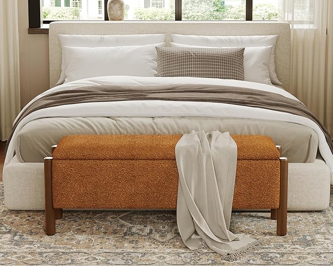 Storage Ottoman Bench, End of Bed Bench for Bedroom