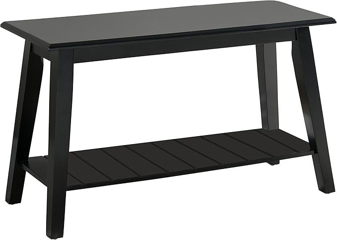 Kings Brand Furniture - Wood Bench with Storage Shelf for Entryway Bathroom Bedroom, Black
