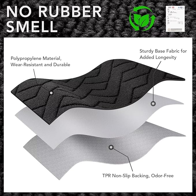 hicorfe Front Door Mat Outside Entrance,32"x40" Absorbent Muddy Dirt Resist Welcome Door Mats Outdoor Indoor,Stain and Fade Resistant,Non Slip Backing Entry Mat Doormat for Entryway(Charcoal)