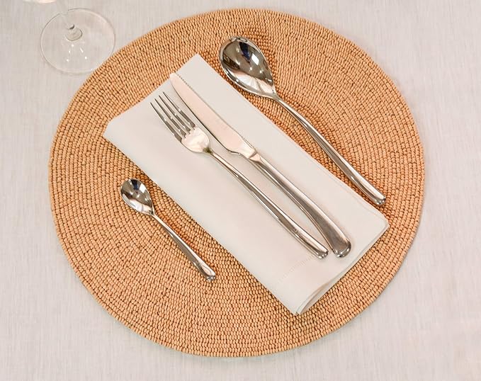 Ivory Linen Hem Stitch Dinner Napkins - Set of 6 20"x20"-Ladder hemstitch 100% Linen Cloth Napkins
