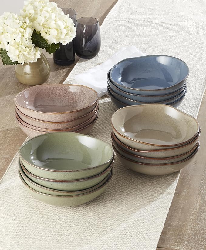 Oneida Dinnerware Set, Organic Shades Oatmeal Pasta Bowls, Set of 4, Service For 4, Dishwasher and Microwave Safe, Made of Stoneware, Salad Bowl, Pasta Bowl, Home, Kitchen & Dining (Ivory, 4 Pieces)