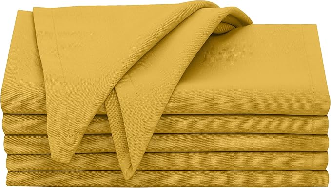 Ruvanti Cloth Napkins Set of 6, 18x18 Inches, 100% Cotton, Washable, Soft & Absorbent, Perfect for Wedding, Christmas, Thanksgiving Dinners - Spicy Mustard
