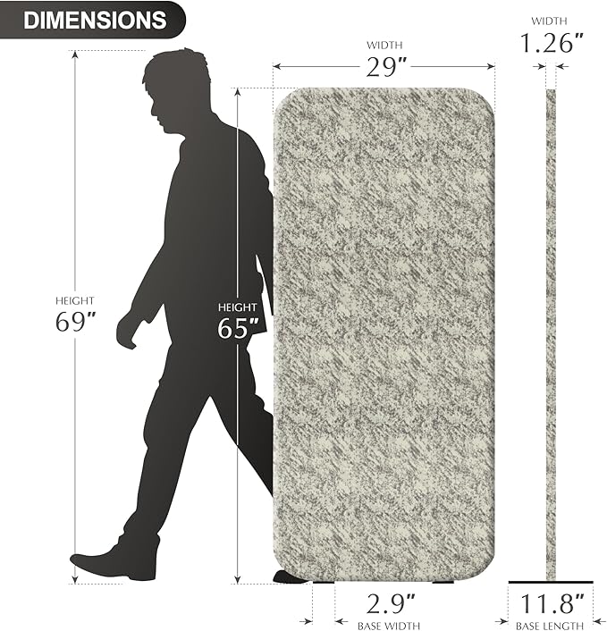 DECOLAB Freestanding Room Divider, Room Separator Partition Wall for Office, Home, Classroom, Bedroom, Scratch Resistance, 29"x65" Chocomint