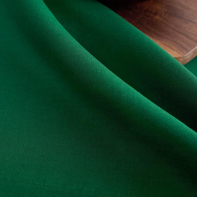 Solino Home Linen Tablecloth 60 x 132 Inch - 100% Pure Linen Christmas Green Table Cloth for Rectangle Tables - Fete, Machine Washable Tablecloth