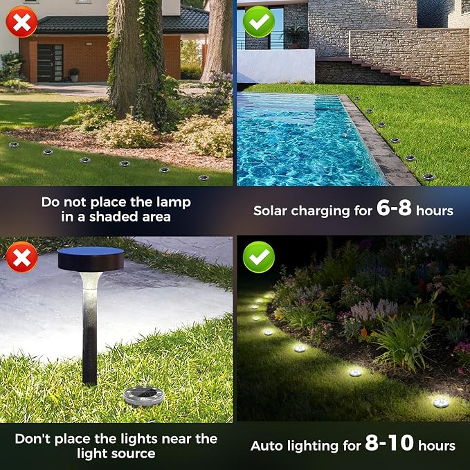 Peasur Mini Solar Ground Lights, 16 Pack Flat Solar Disc Lights Outdoor Waterproof, 2.3 Inch Small Solar Garden Lights Landscape Lighting for Outside Pathway Garden Yard Lawn Walkway,Cool White