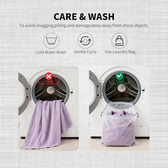 VANJOROY 9-Layer Muslin Throw Blanket King 90" x 108" Purple, 100% Cotton Organic Breathable Lightweight Large Throw for Couch Bed Quilt and Bedspread - All Season Muslin Soft Gauze Blanket