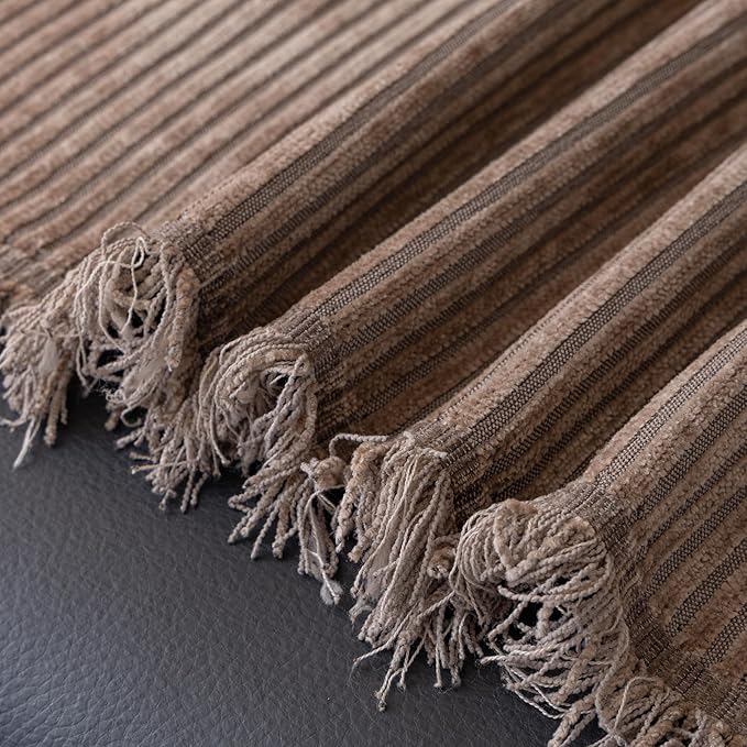 DREAMINGO Modern Minimalist Sofa Covers Washable Pet Furniture Protector Couch Cover for Dogs Cozy Chenille Couch Cover Blanket Stripe Textured Sectional Couch Slipcovers (XX-Large, Coffee)