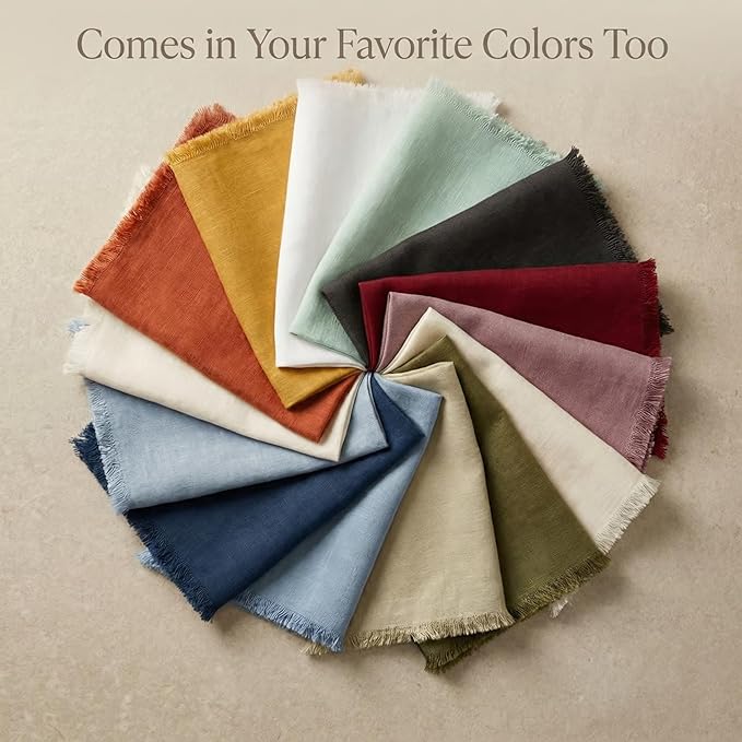 ACCENTHOME Teal Cotton Linen Napkin Set of 12 18x18 inch Dinner Napkins - Washable Soft Premium Hotel Quality Reusable Hemmed Edges Napkins Perfect Table Linens for Family Dinners, Weddings