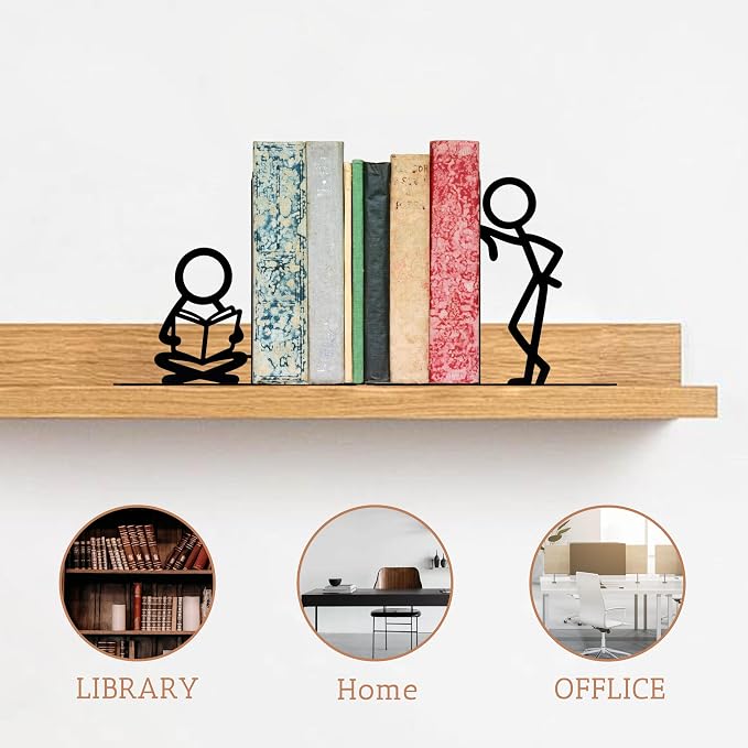Unique Bookends for Shelves – Fun & Decorative Book Ends, Cute Kids Bookends – Book Holders for Bookshelves & Home Decor, Book Lovers Gift