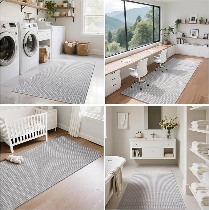 YDKGL 2x8 ft Hallway Runner Rug Extra Long Boho Woven Kitchen Runner Rugs Mat Non Slip Washable, Soft Entryway Laundry Hall Floor Runner Carpet for Indoor Backdoor Bedroom Hallway Living Room, Gray
