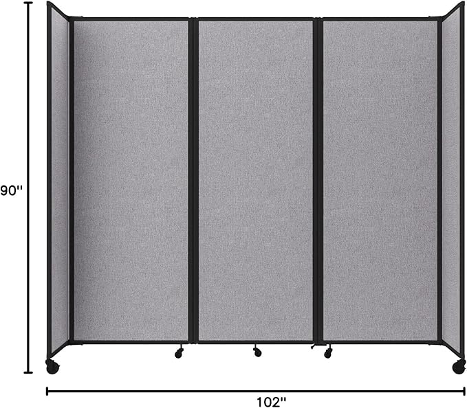 Versare Room Divider 360 Portable Wall Partition | Folding Panels | Large Freestanding Divider | Locking Wheels | Temporary Room Separator
