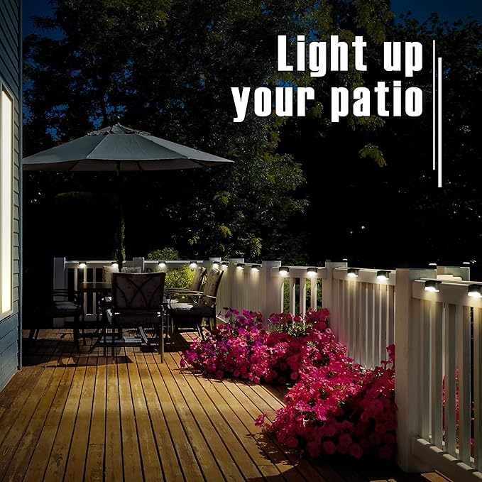 GIGALUMI Led Solar Deck Lights, 20 Pack Waterproof for Outdoor Stairs, Step, Fence, Railing, Yard and Patio (Warm White)
