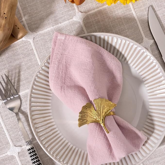 MLMC 4 Pack Pink Cloth Napkins Rustic Washable Cotton Linen Napkins Set of 4 Dusty Pink 17"x17" Reusable Dinner Napkins Cloth for Wedding Bridal Shower Reception Everyday Use