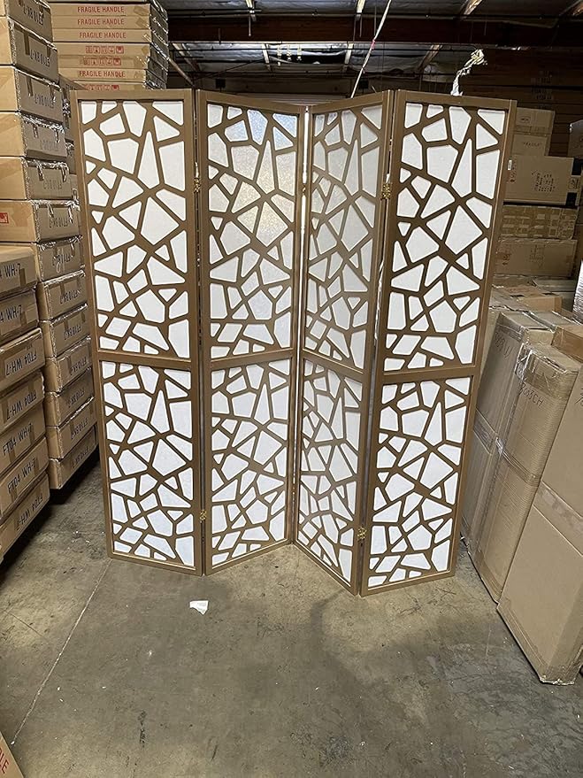 Mosaic Breeze Room Divider, 3-8 Panel (Gold, 4 Panel)