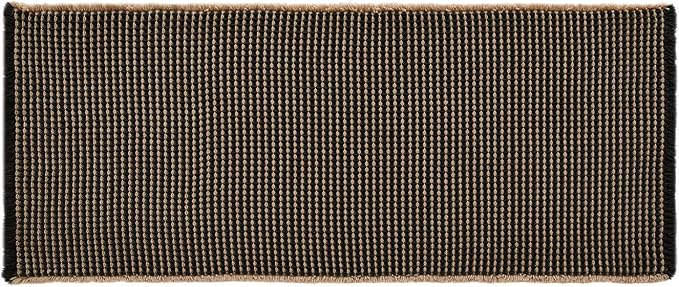 Triohero Waffle Runner Bath Mat - Long Bathroom Rugs Non Slip Washable, Ultra Soft Super Absorbent Quick Dry Boho Farmhouse Bathroom Decor, 24" x 72", Black & Khaki